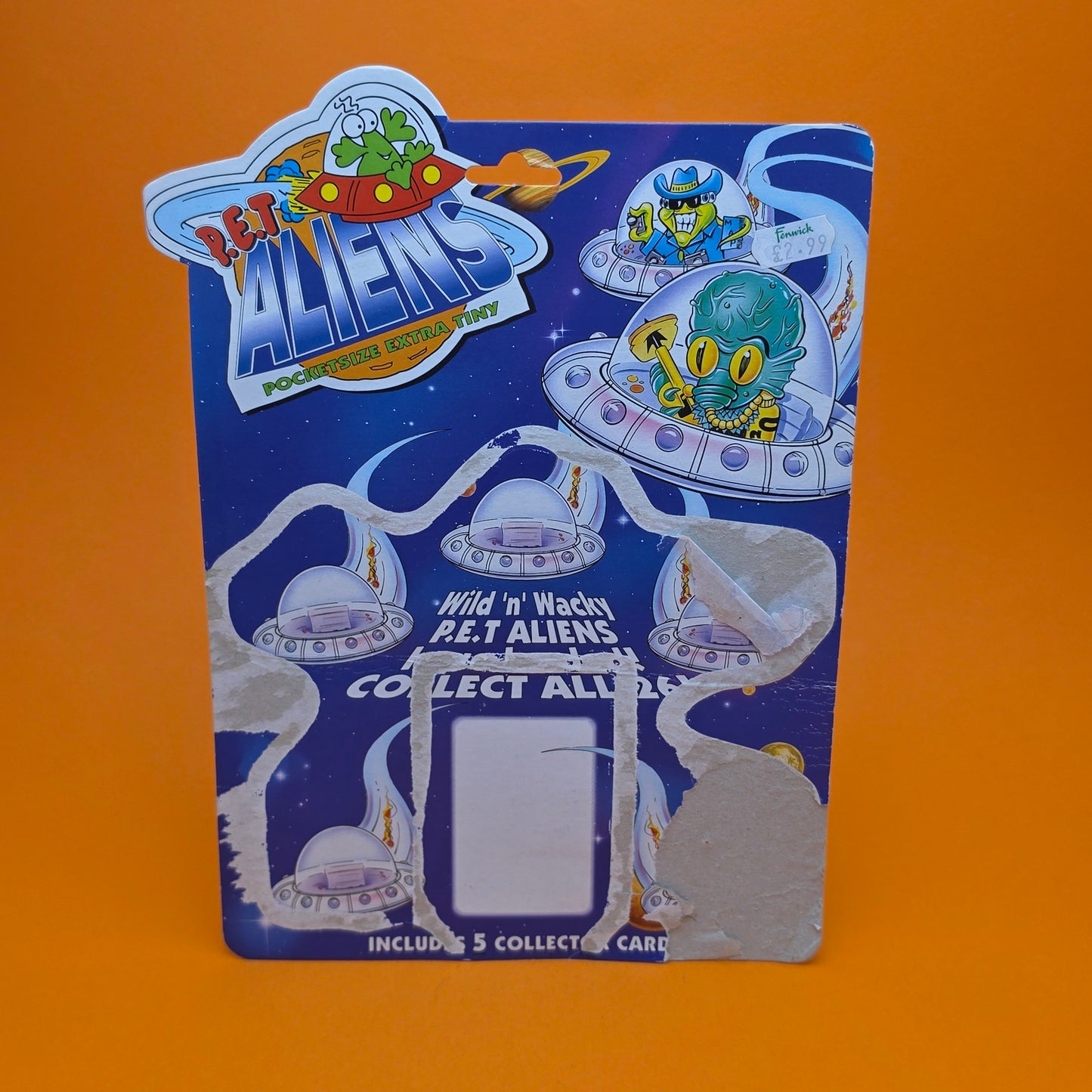 P.E.T. ALIENS ☆ BACKING CARD For Mini Figure ☆ Vintage 90s Ideal