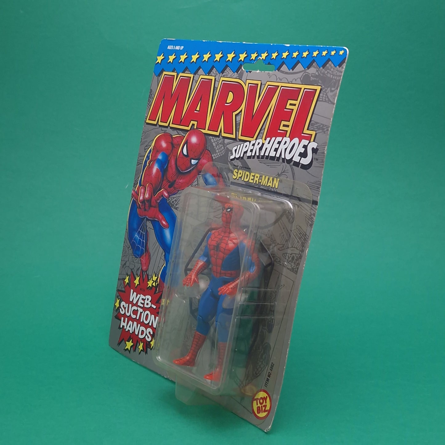 MARVEL SUPER HEROES ☆ WEB-SUCTION HANDS SPIDER-MAN 1st Edition Figure ☆ Original MOC Sealed Carded Toybiz 90s