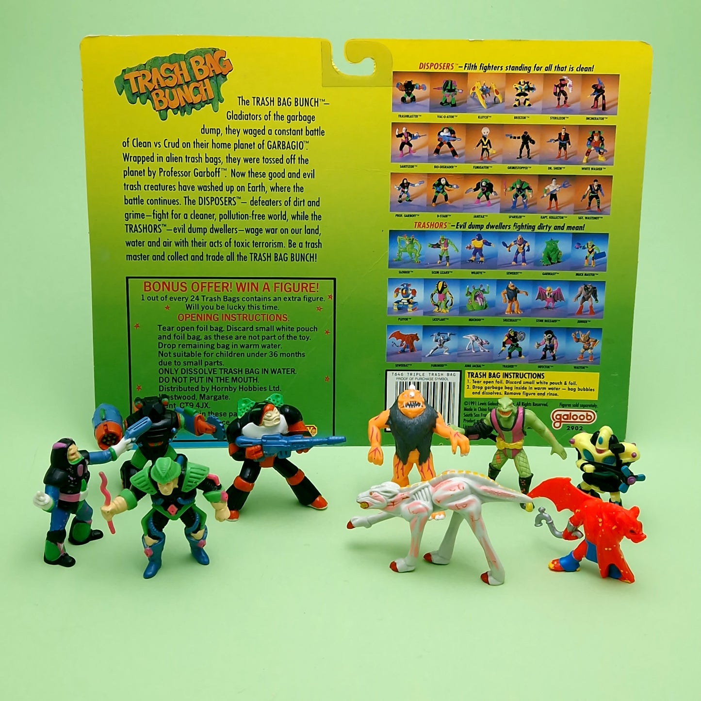 TRASH BAG BUNCH ☆ Bundle Mini Figures x9 ☆ Galoob Vintage Original 1991 Backing Card