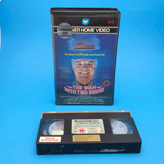 VHS Video ☆ THE MAN WITH TWO BRAINS ☆ 15 Cert Clam shell Big Warner Home Videol Vintage