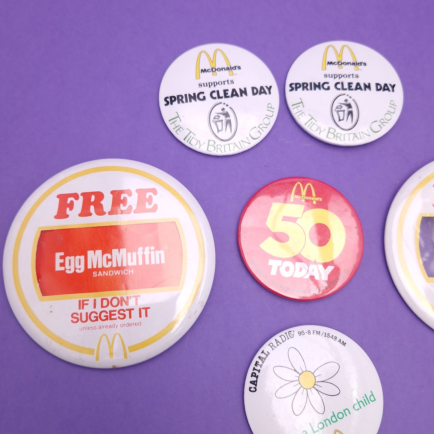 MCDONALDS ☆ EMPLOYEE & CUSTOMER Pin Badge Bundle ☆ 80s 90s Happy Meal