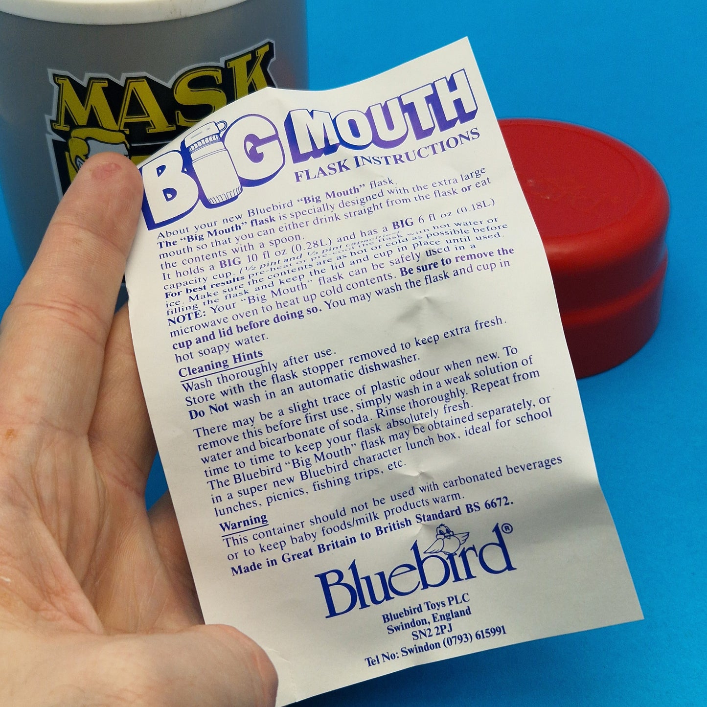 M.A.S.K ☆ LUNCH BOX & THERMOS FLASK Grey/Red ☆ UNUSED Bluebird Vintage 80s Loose
