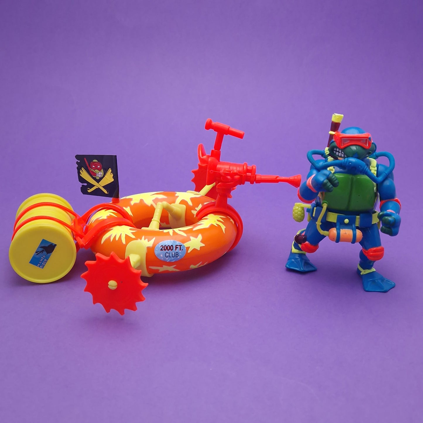 TEENAGE MUTANT NINJA TURTLES ☆ Scuba Divin Raph Psych Out Spin Out Scuba Tube Vintage Action Figure ☆ Loose