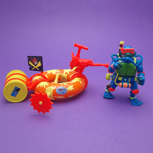 TEENAGE MUTANT NINJA TURTLES ☆ Scuba Divin Raph Psych Out Spin Out Scuba Tube Vintage Action Figure ☆ Loose