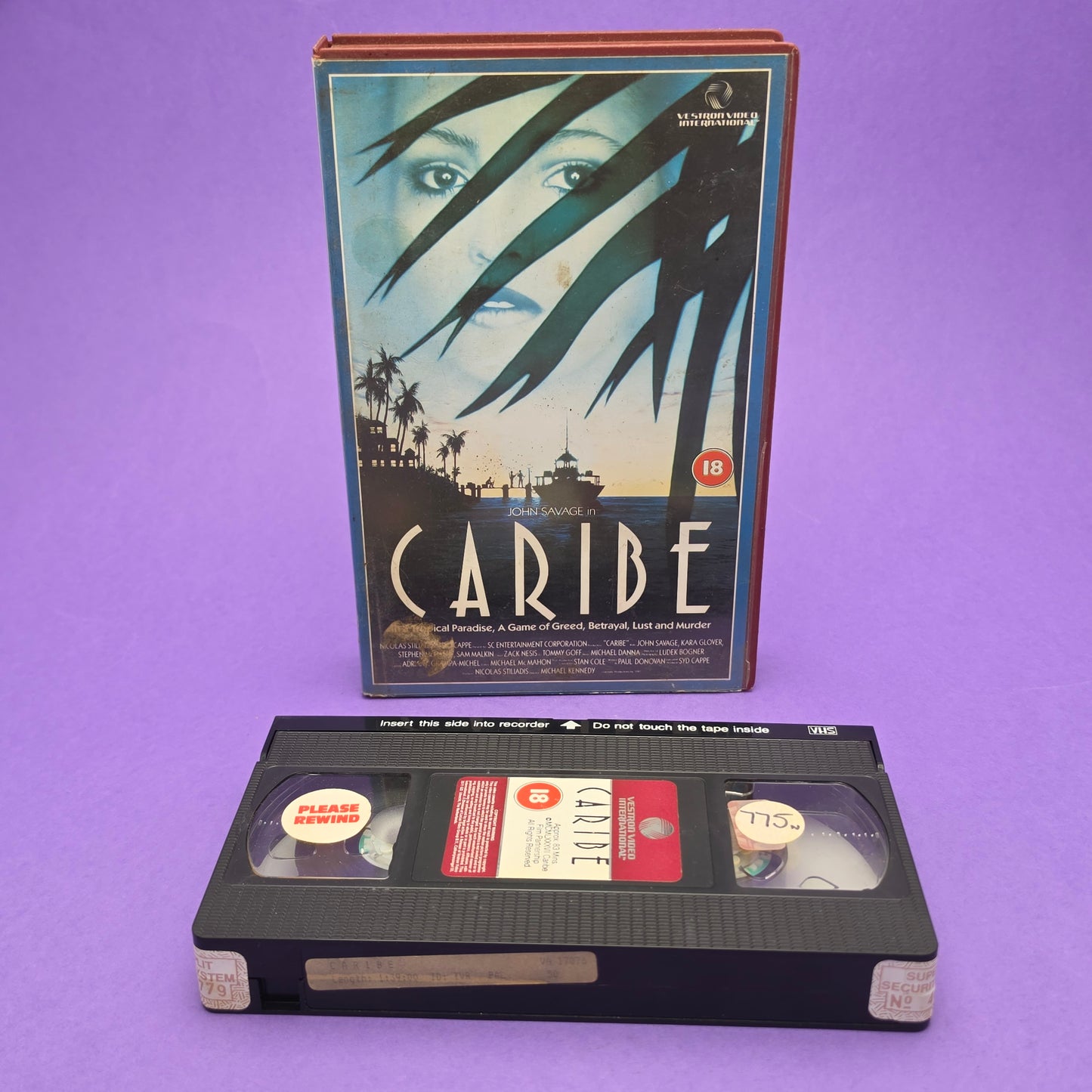 VHS Video ☆ CARIBE ☆ 18 Cert Big Box Ex-Rental Vintage Tape