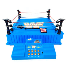 Load image into Gallery viewer, WWF HASBRO ☆ Square Black Turnbuckle RING Complete With Flag &amp; RARE On/Off Soundboard Vintage Wrestling ☆ 90s
