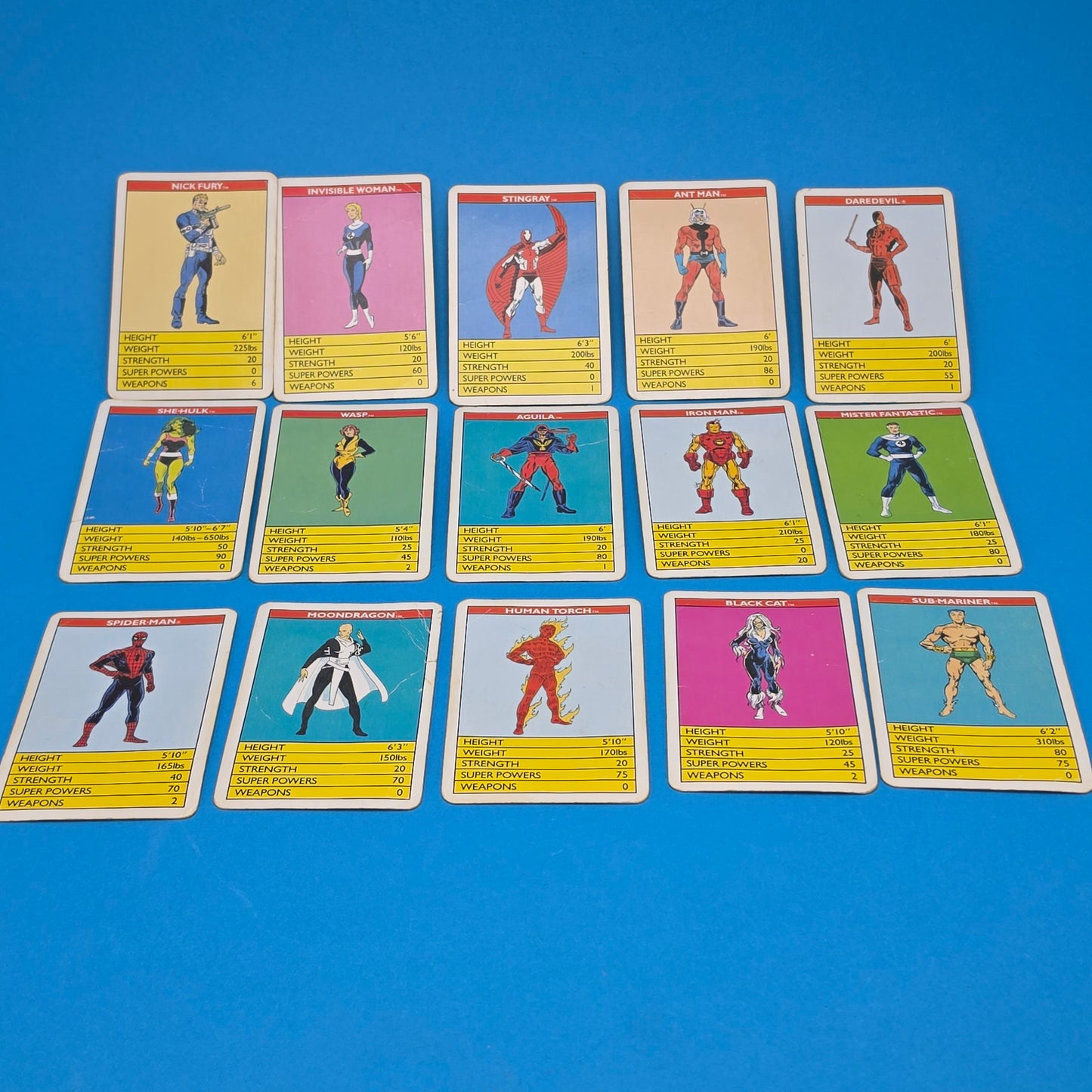 TOP TRUMPS ☆ MARVEL SUPERHEROES Cards ☆ Vintage Game Case Waddingtons 1988