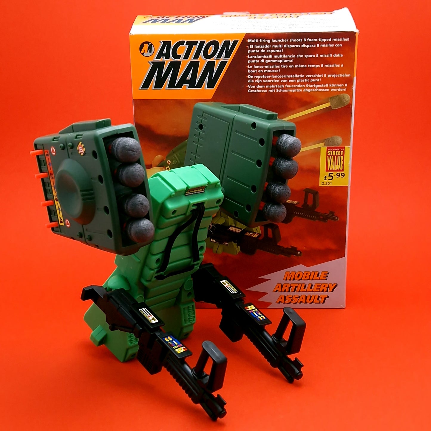 ACTION MAN ☆ MOBILE ARTILLERY ASSAULT BUNDLE ☆ Smart Gun Blaster Backpack HASBRO Boxed 90's