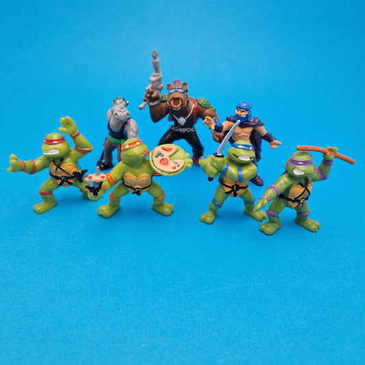 TEENAGE MUTANT NINJA TURTLES ☆ YOLANDA PVC Figures x7 Vintage ☆ 90s BEBOP ROCKSTEADY SHREDDER