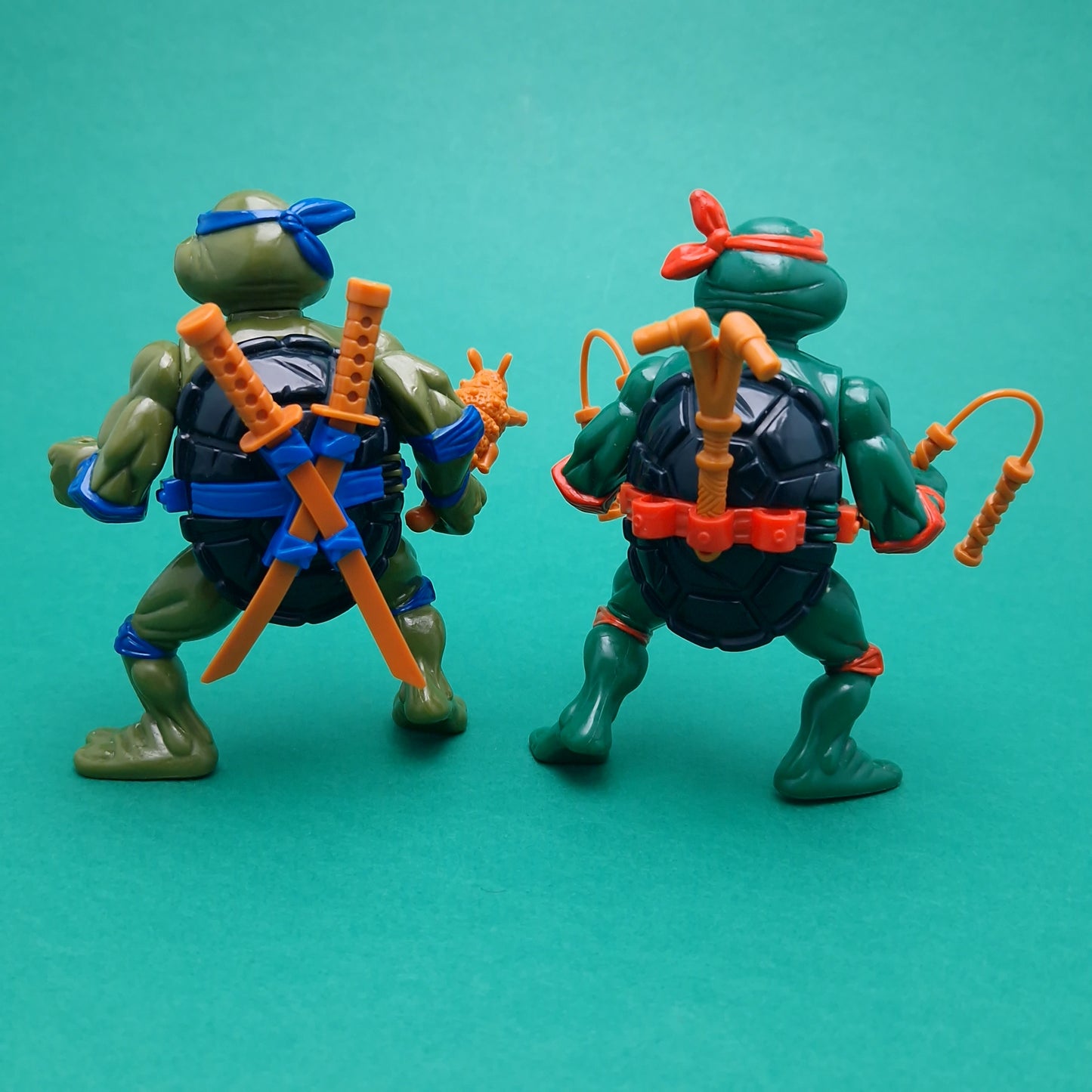TEENAGE MUTANT NINJA TURTLES ☆ LEONARDO & MICHELANGELO Storage Shell Figure ☆ 90s Vintage
