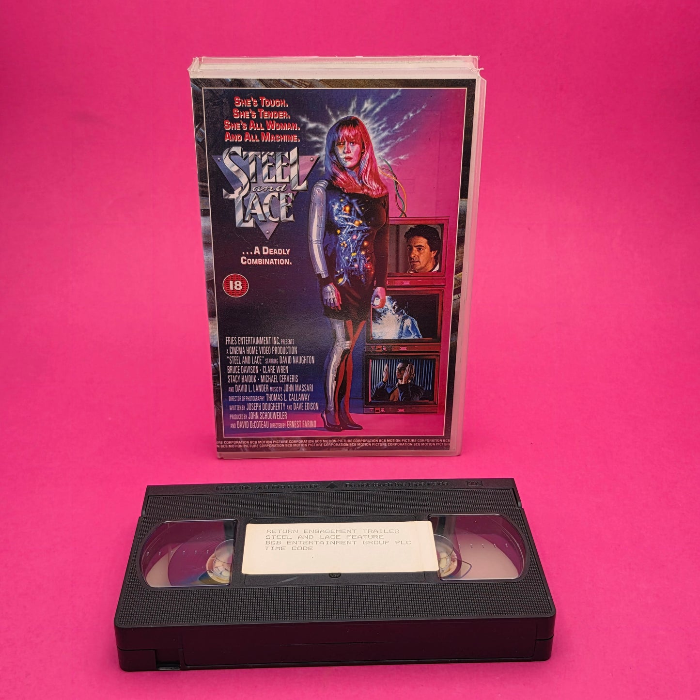 VHS Video ☆ STEEL LACE ☆ 18 Cert Big Box Ex-Rental SCREENER PROMO COPY Vintage Tape