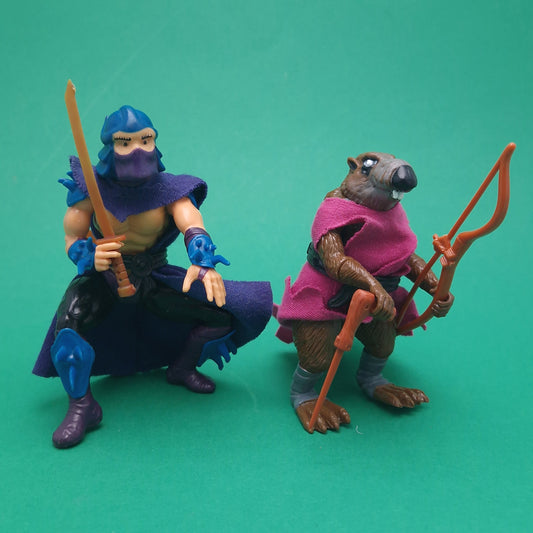 TEENAGE MUTANT NINJA TURTLES ☆ SOFT HEAD SHREDDER HARD SPLINTER Vintage Action Figure ☆ 80s Loose