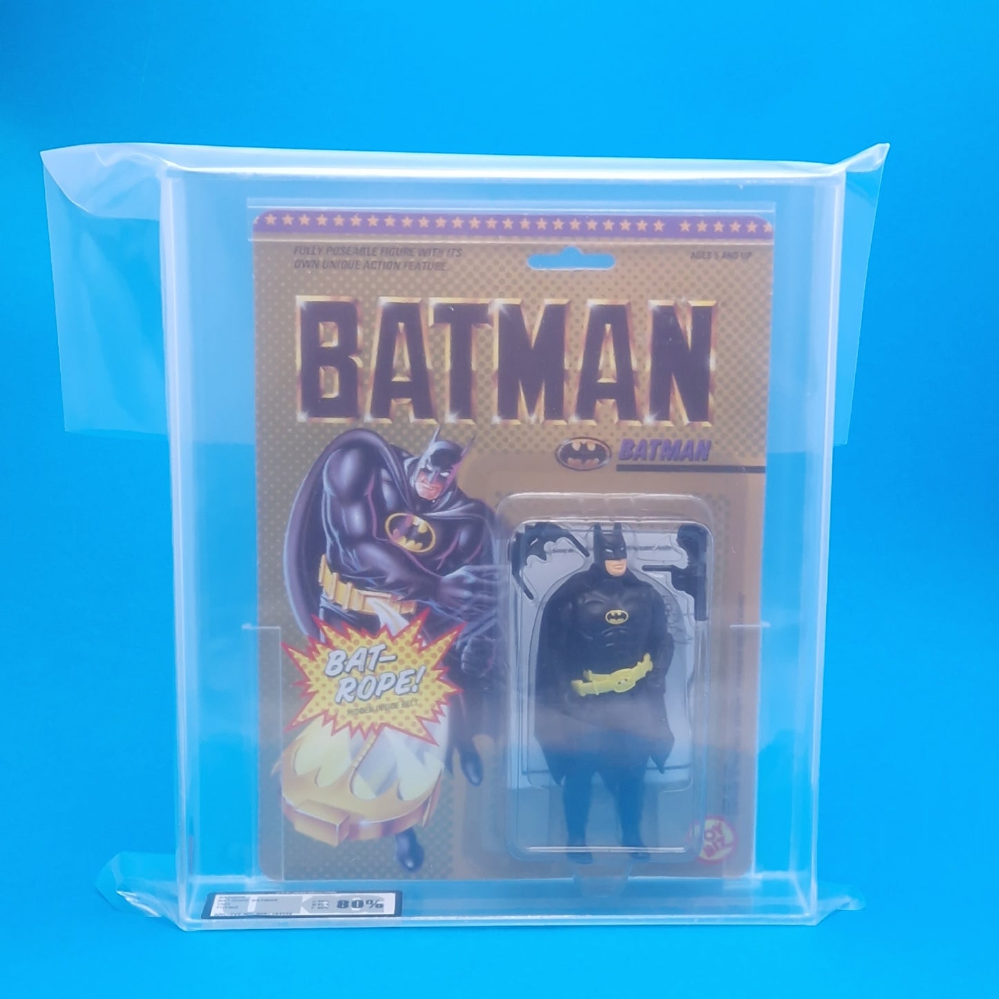 BATMAN 89☆ Vintage DC SUPER HEROES GRADED 80% Figure ☆ Keaton Head Carded Sealed Original Toybiz 1989