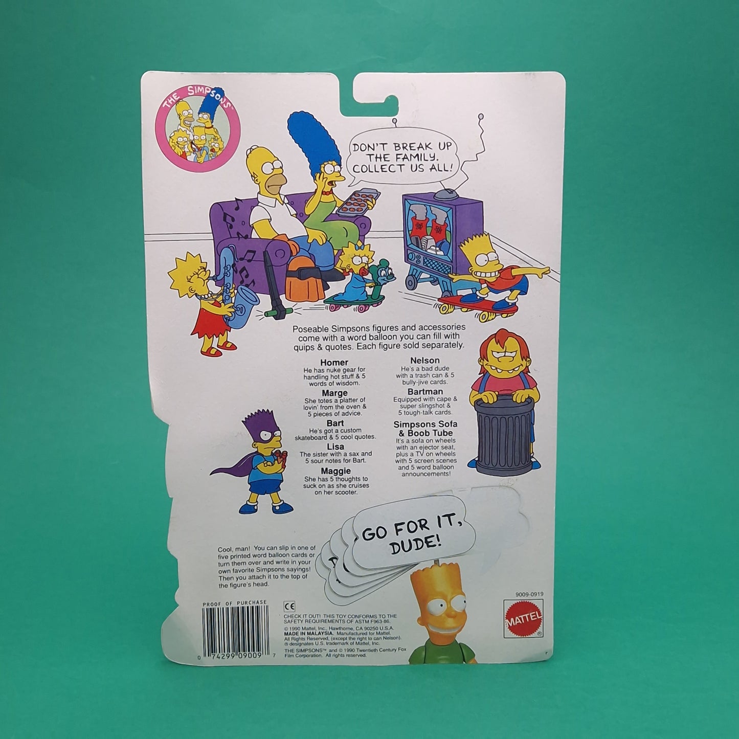 THE SIMPSONS ☆ NELSON Plastic Trash Action Figure ☆ Sealed MOC Carded 90s Mattel