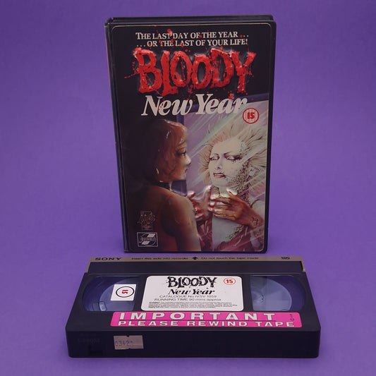 VHS Video ☆ BLOODY NEW YEAR 3D Case Tape Cassette 1986 80s Vintage Horror