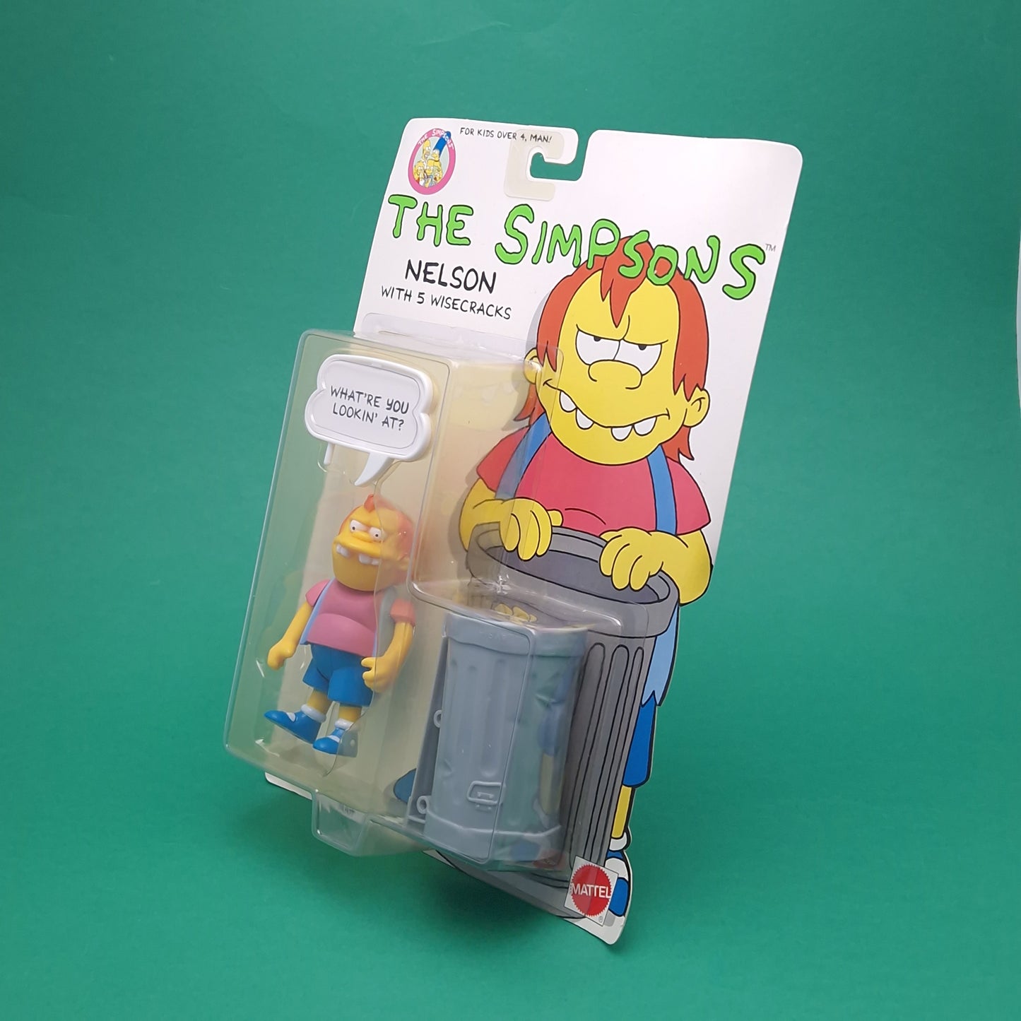 THE SIMPSONS ☆ NELSON Plastic Trash Action Figure ☆ Sealed MOC Carded 90s Mattel