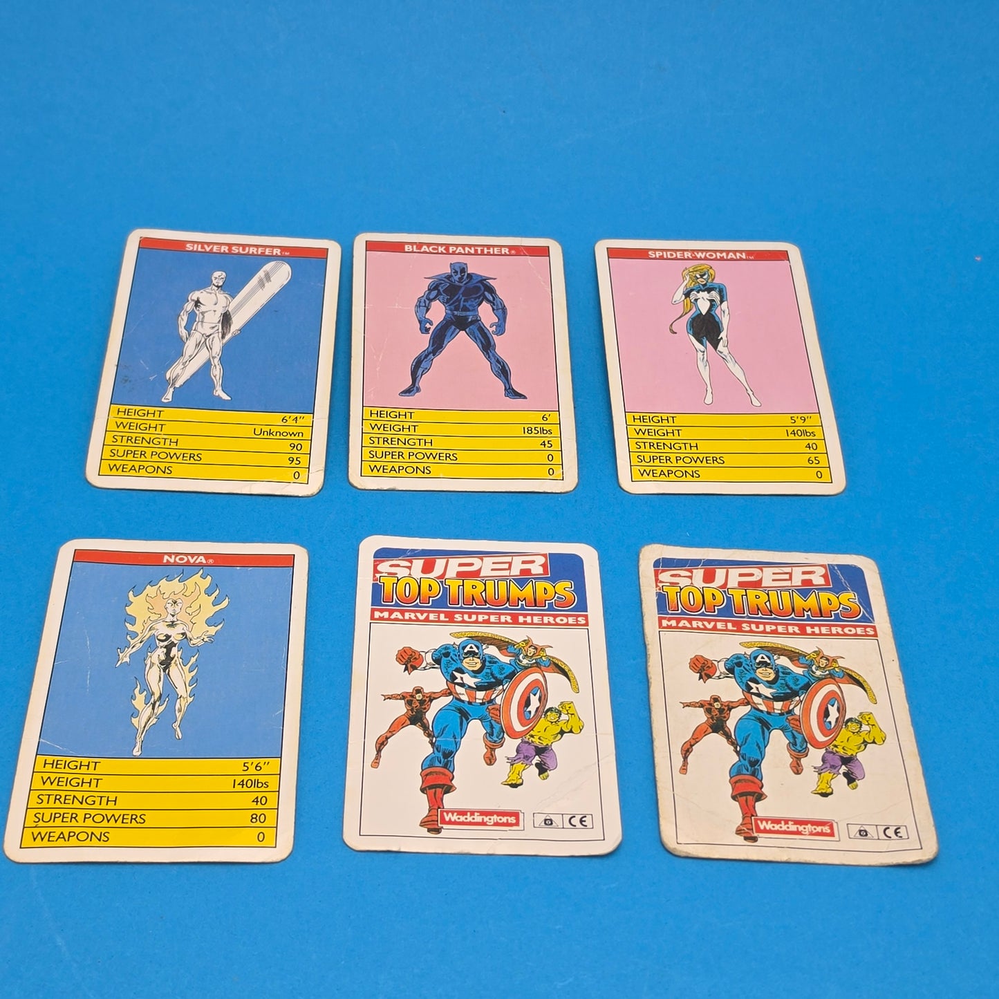 TOP TRUMPS ☆ MARVEL SUPERHEROES Cards ☆ Vintage Game Case Waddingtons 1988