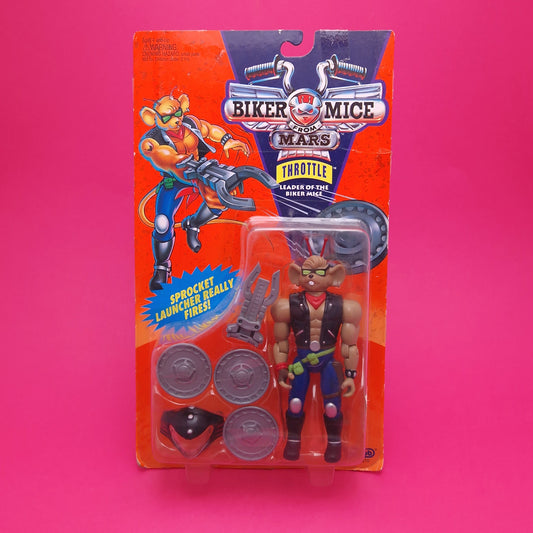 BIKER MICE FROM MARS ☆ THROTTLE Carded Action Figure ☆ Sealed Vintage 90s