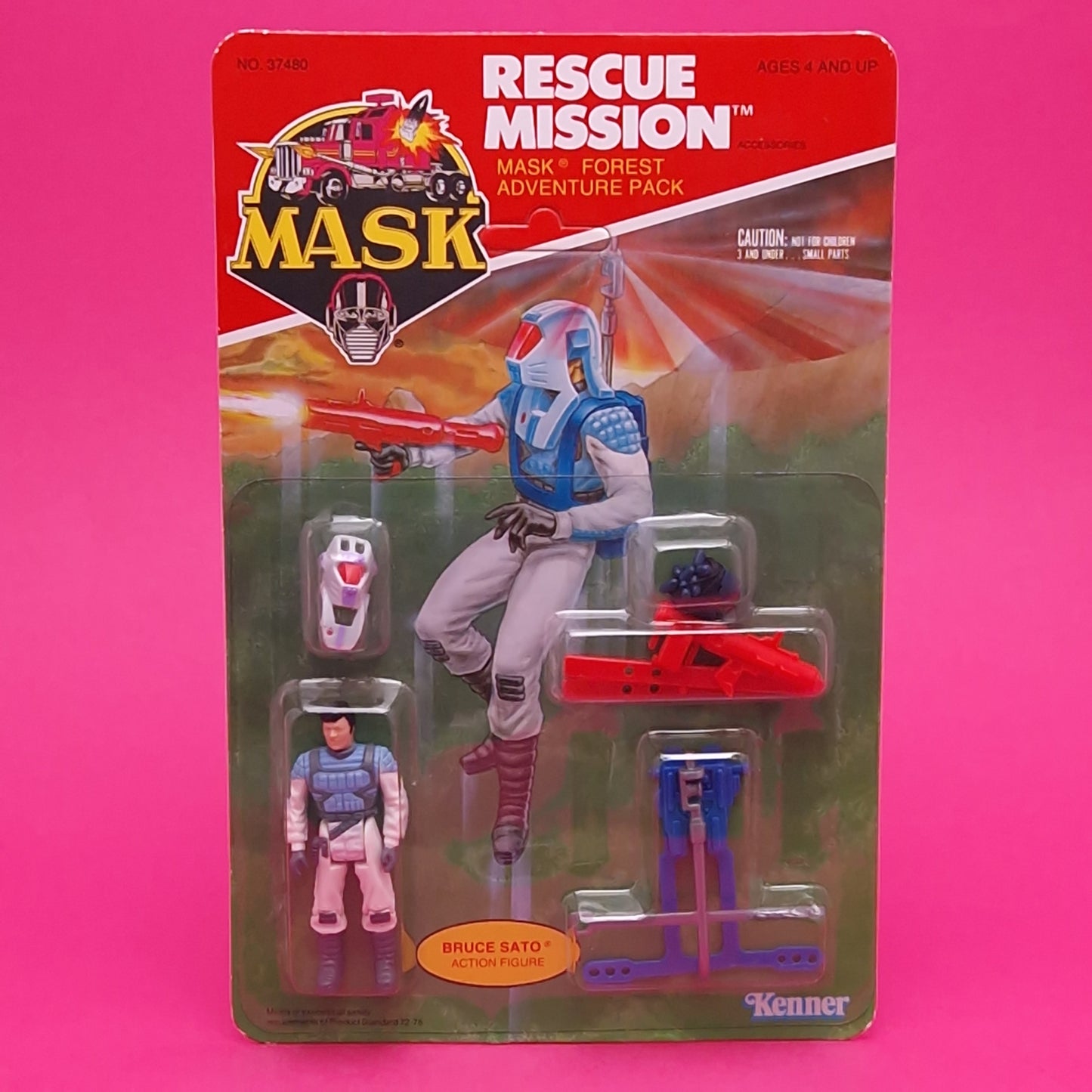 M.A.S.K ☆ RESCUE MISSION Bruce Sato Figure CARDED MOC ☆ Vintage Sealed 80s Kenner MASK