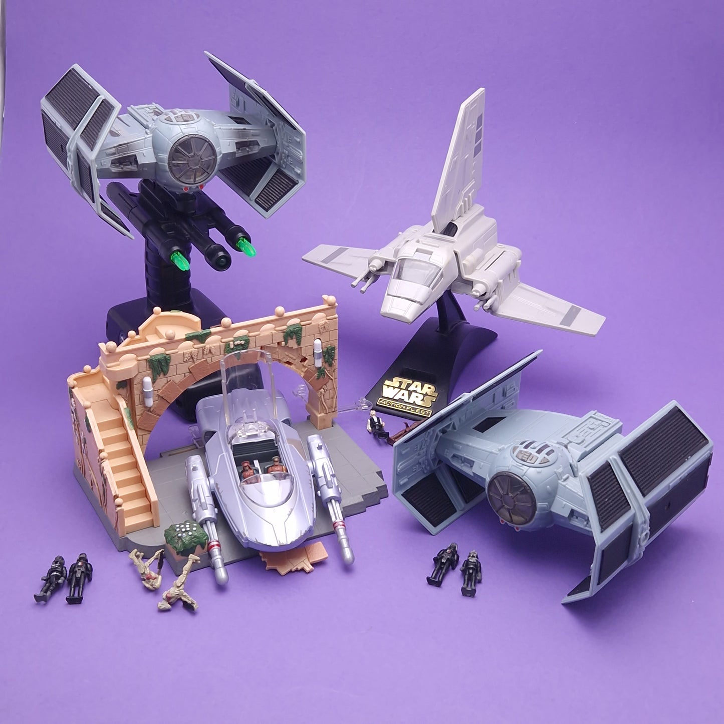 MICRO MACHINES ☆ STAR WARS ACTION FLEET BUNDLE Imperial Flight Tie Fighter Vintage ☆ 90s Loose
