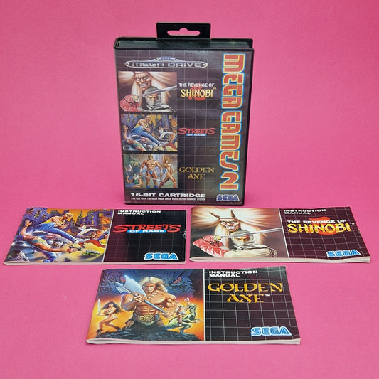 MEGA DRIVE ☆ MEGA GAMES 2 Streets of Rage Golden Axe Shinobi BOX ONLY No Game Vintage Retro Boxed & Manual