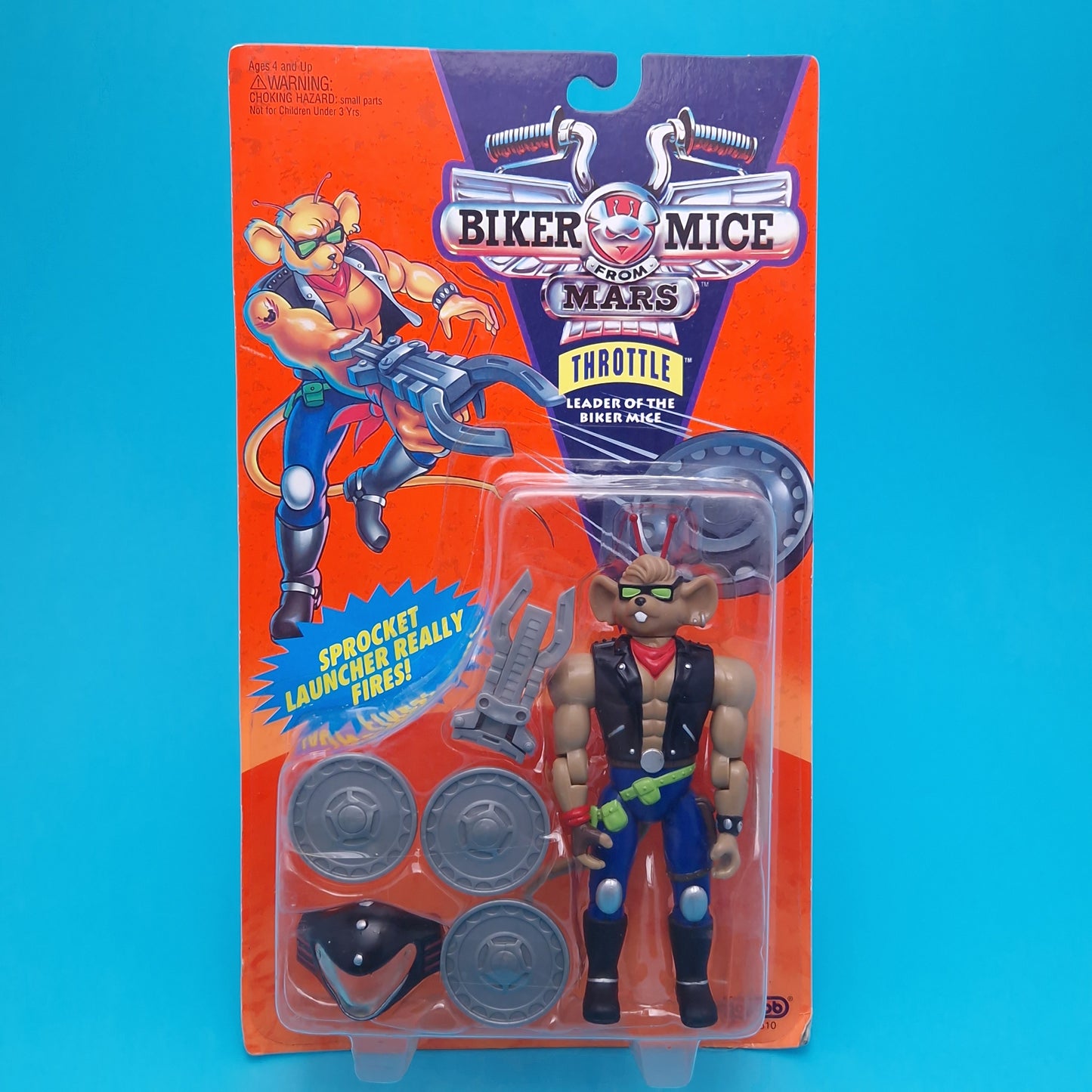 BIKER MICE FROM MARS ☆ THROTTLE Carded Action Figure ☆ Sealed Vintage 90s