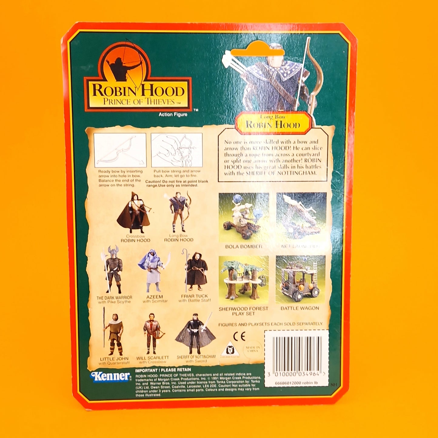 ROBIN HOOD PRINCE OF THIEVES ☆ LONG BOW ROBIN Figure ☆ Vintage 90s Kenner