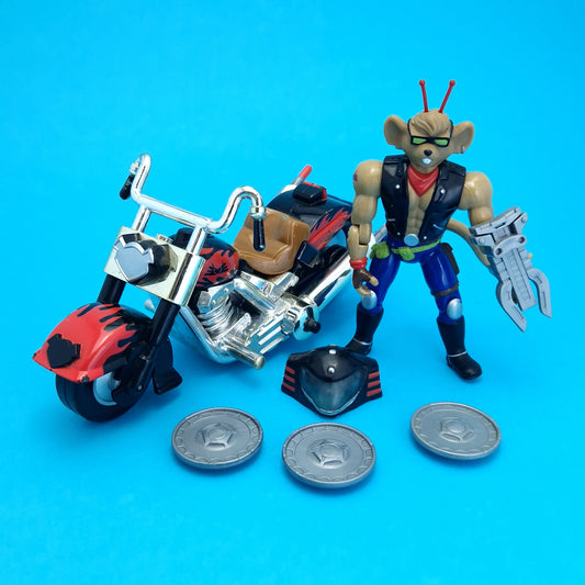 BIKER MICE FROM MARS ☆ THROTTLE & MARTIAN MONSTER BIKE Vintage Figure ☆ 90s Loose BMFM