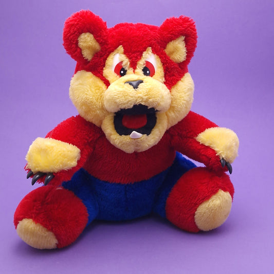 WERE BEARS ☆ FANG Red Blue Plush ☆ Vintage Teddy Bear HORNBY 80s Werebears