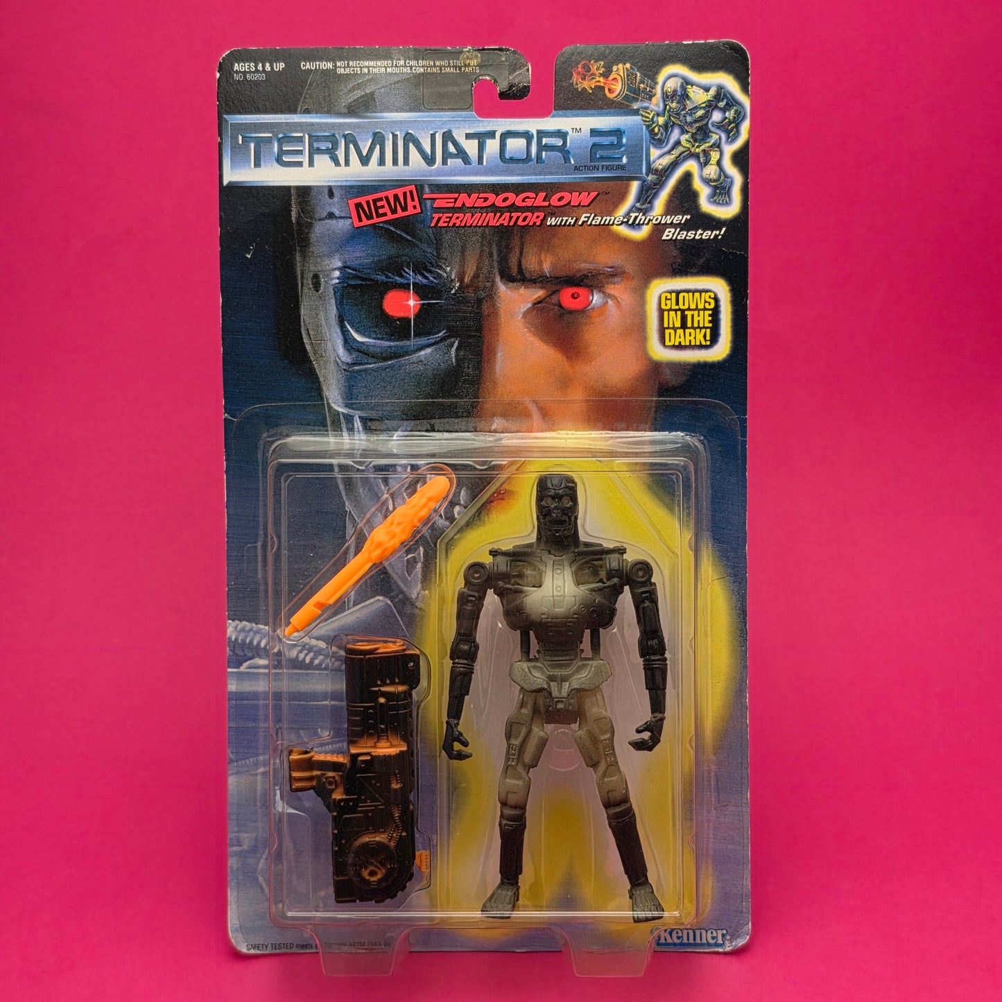 TERMINATOR 2 ☆ ENDOGLOW T-800 Action Figure ☆ Vintage 90s Kenner Carded