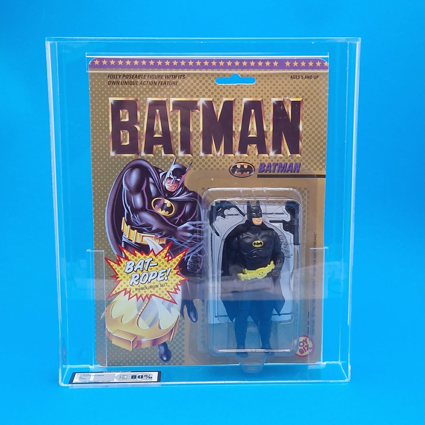 BATMAN 89☆ Vintage DC SUPER HEROES GRADED 80% Figure ☆ Keaton Head Carded Sealed Original Toybiz 1989