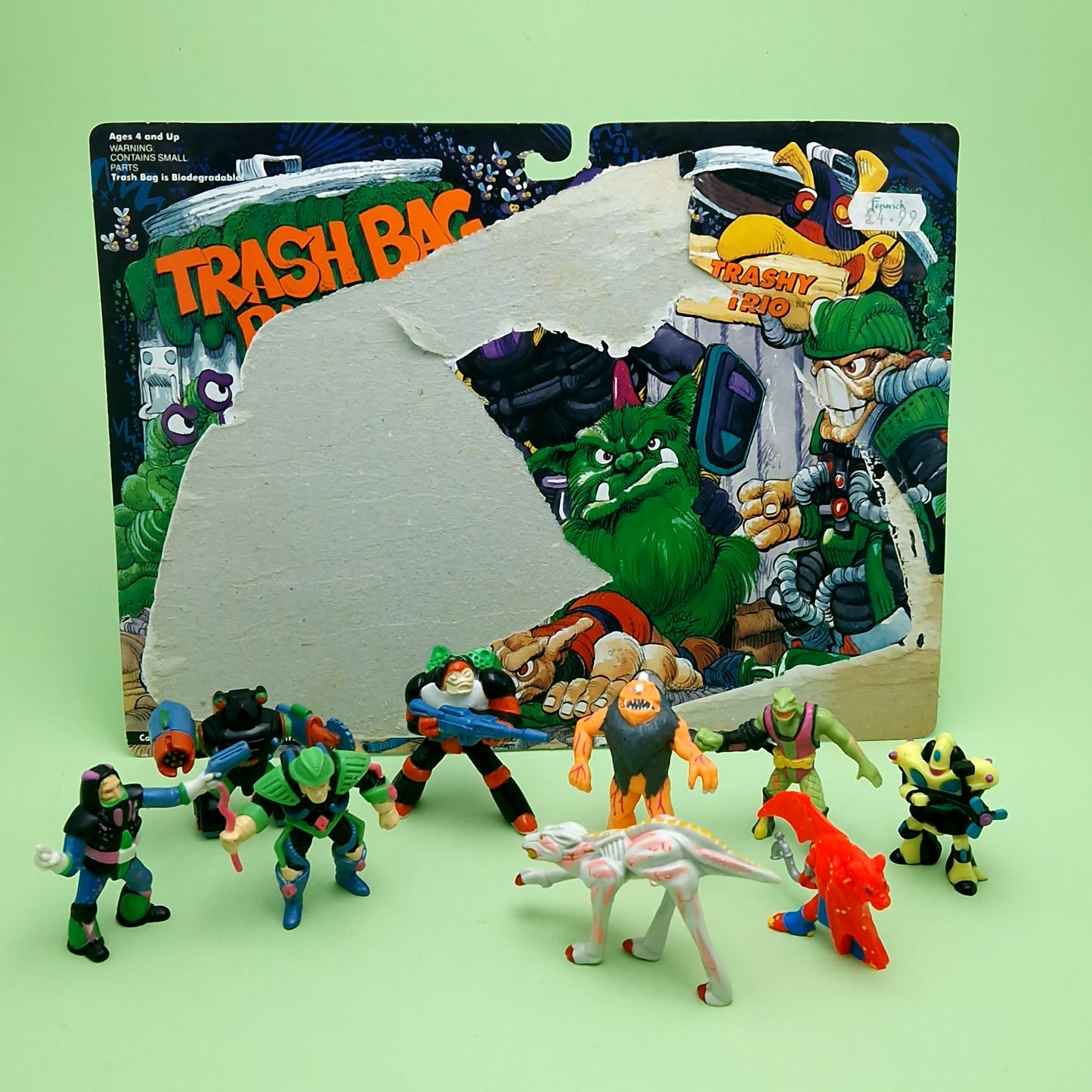 TRASH BAG BUNCH ☆ Bundle Mini Figures x9 ☆ Galoob Vintage Original 1991 Backing Card