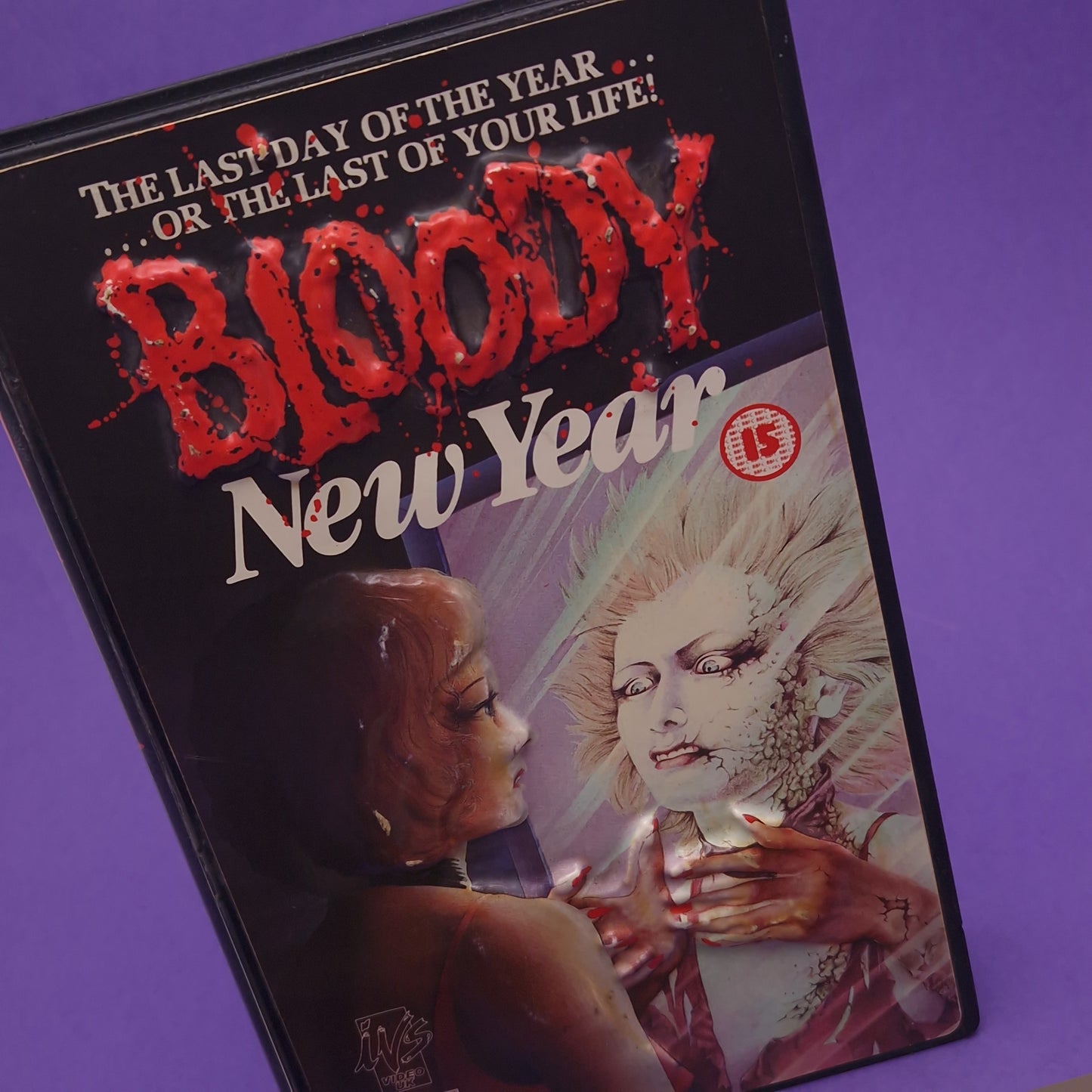VHS Video ☆ BLOODY NEW YEAR 3D Case Tape Cassette 1986 80s Vintage Horror