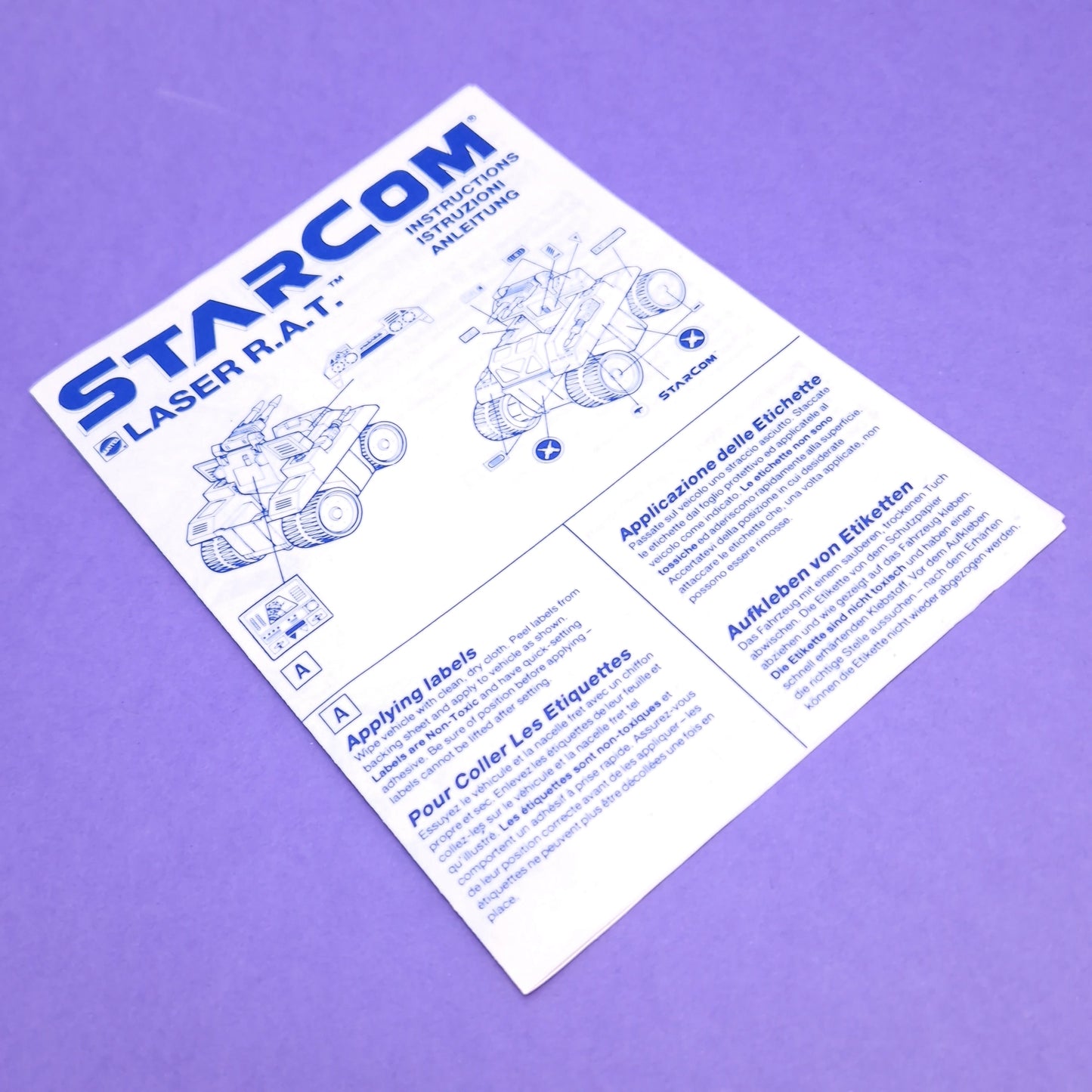 STARCOM ☆ LASER R.A.T RAT With Figure Vehicle ☆ 80's Loose Vintage Coleco Mattel Sticker sheet