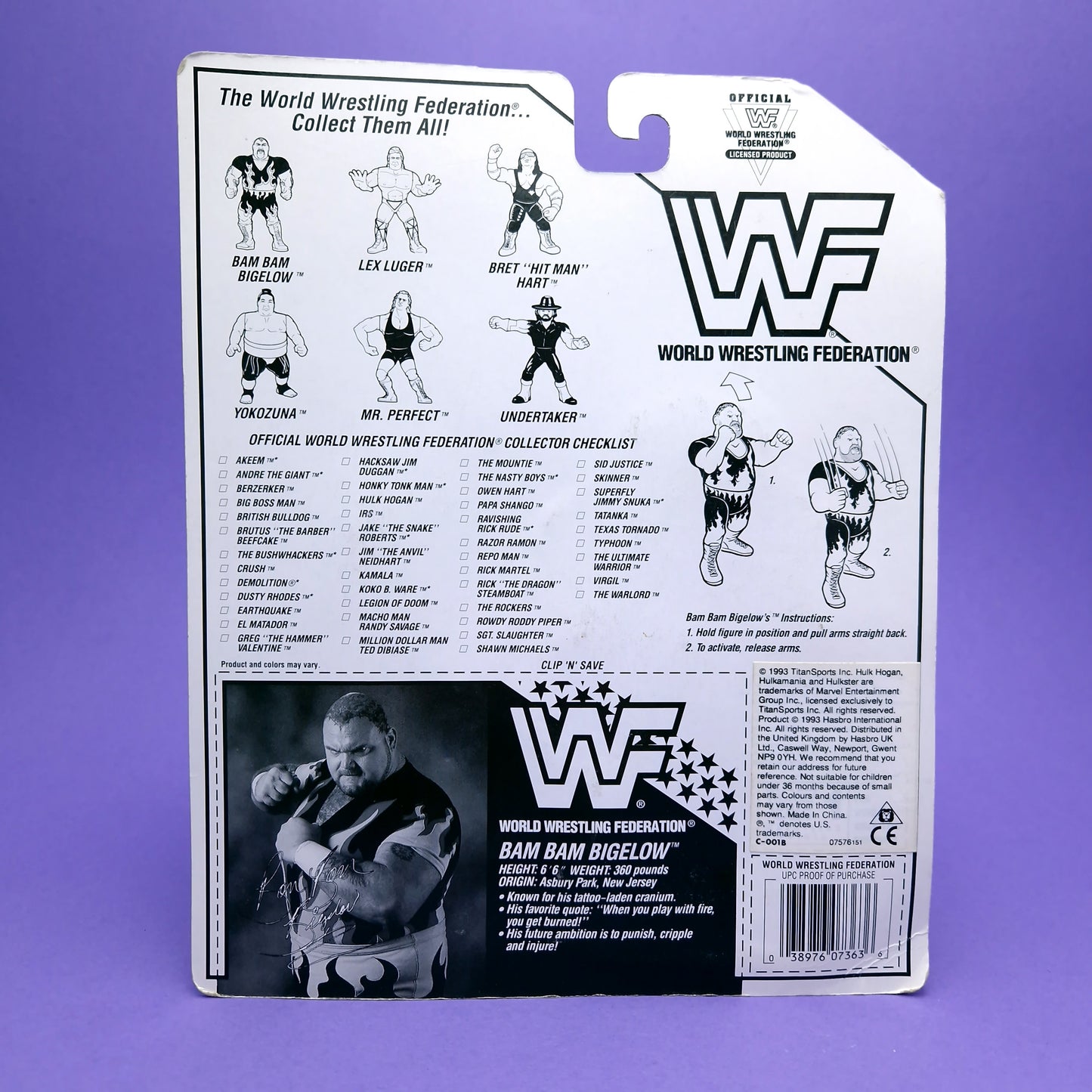 WWF HASBRO ☆ BAM BAM BIGELO Vintage Figure ☆ MOC Original 90s Carded Sealed Series 8