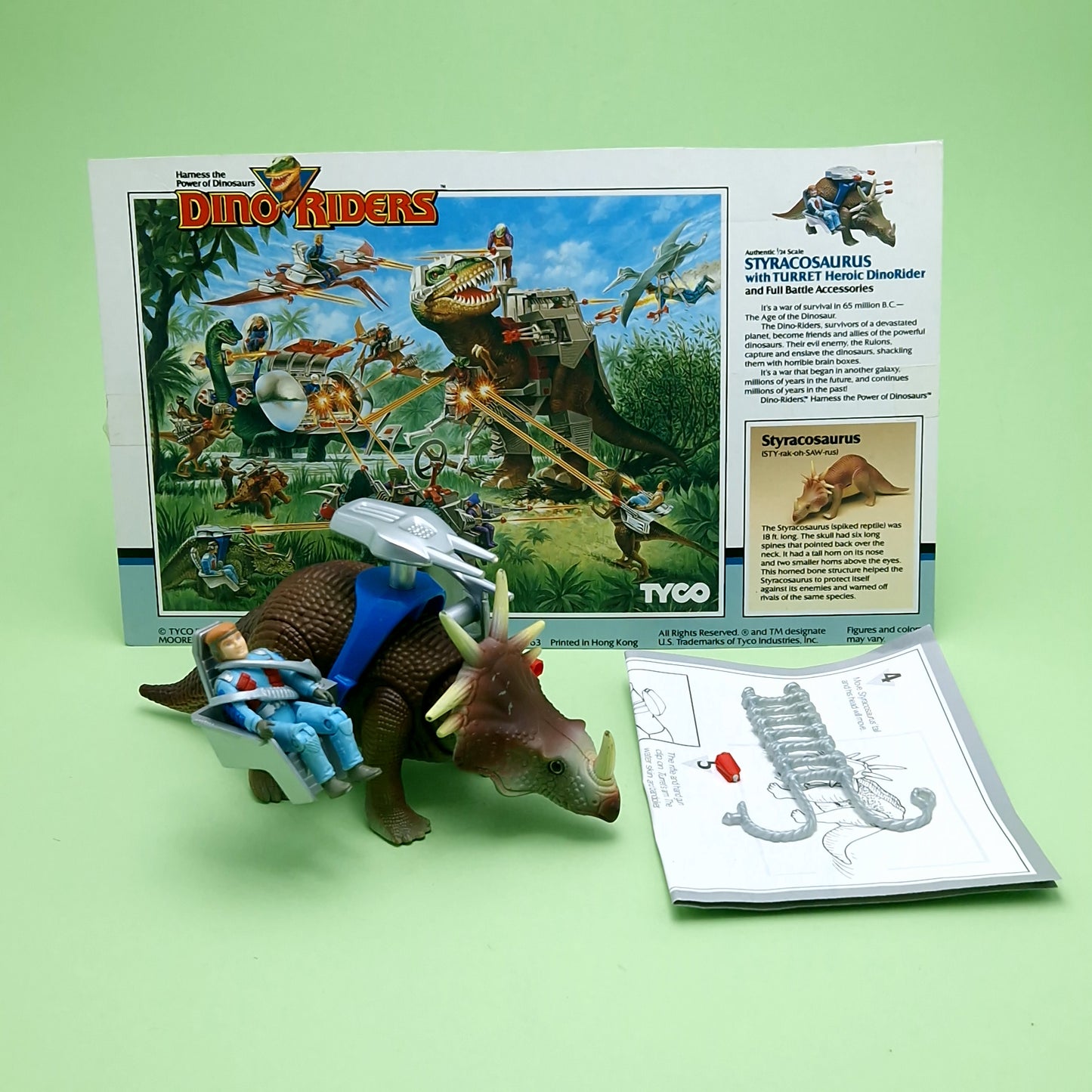 DINO RIDERS ☆ STYRACOSAURUS with Turret Action Figure ☆ Vintage TYCO 80s