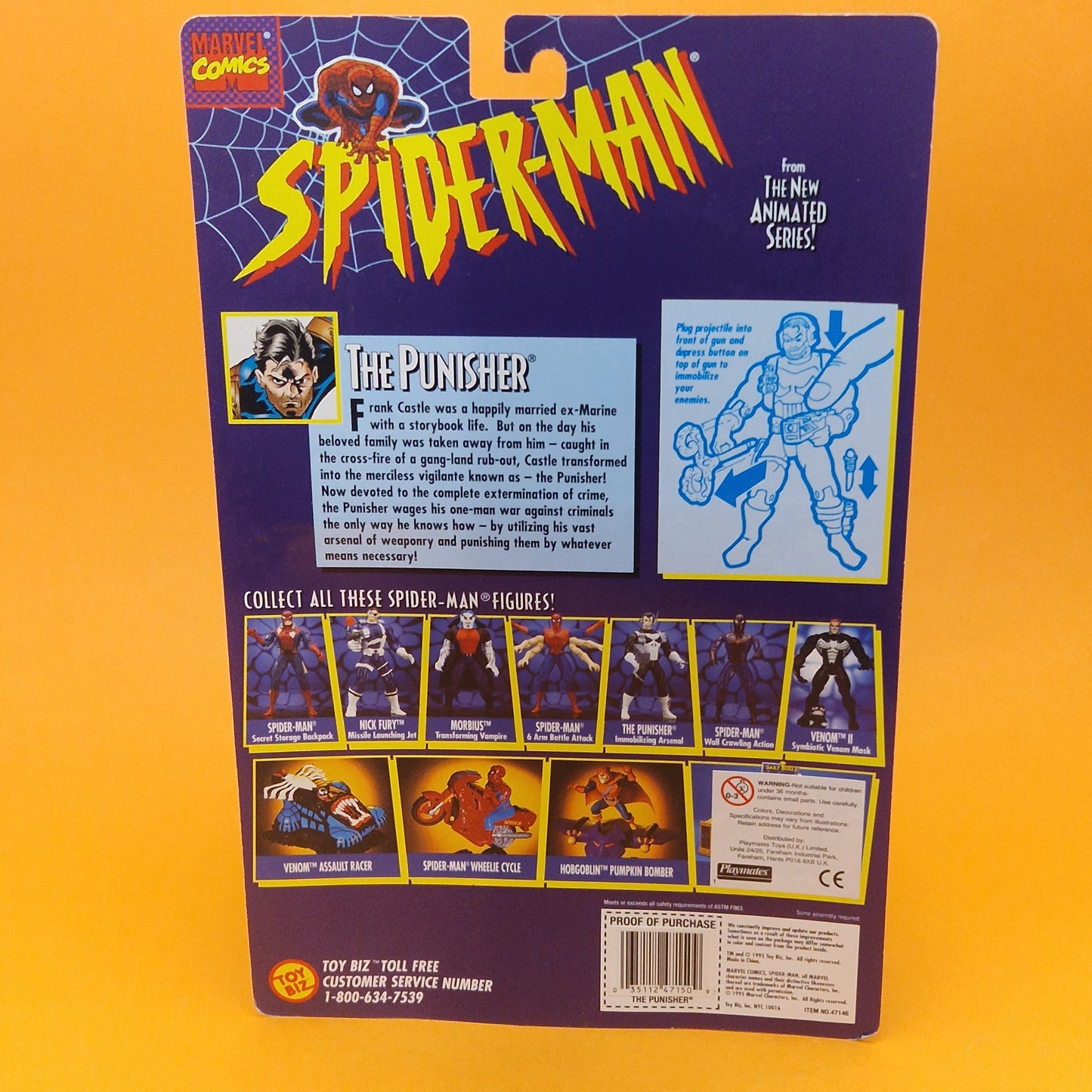 SPIDER-MAN ANIMATED SERIES ☆ Vintage PUNISHER Figure ☆ Original Toybiz 90s