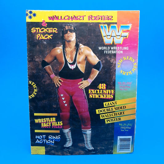 WWF MAGAZINE ☆ COMPLETE STICKER WALL CHART BRET 1994 Giant Double Sided Vintage Wrestling ☆ Titan Sports
