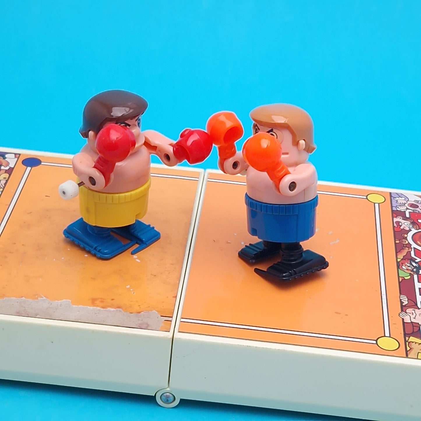 TOMY ☆ BUMBLING BOXING Figures Wind-up Playset ☆ Game 80s Case