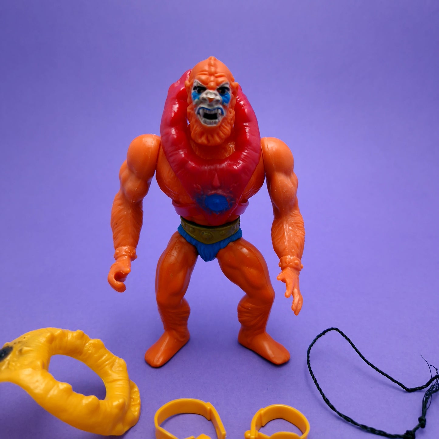 MASTERS OF THE UNIVERSE ☆ BEAST MAN RED YELLOW Vintage Figure ☆ MOTU Loose 80s Mattel Original