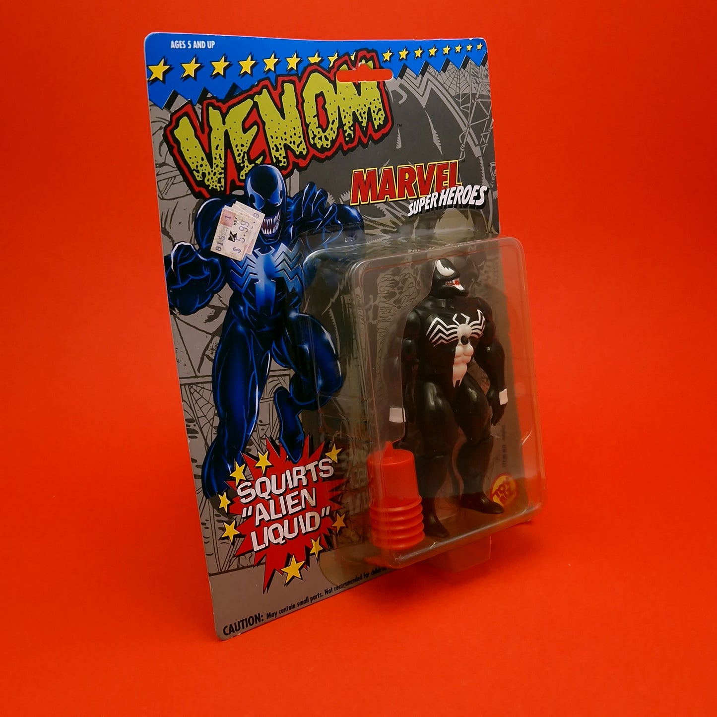 MARVEL SUPERHEROES ☆ VENOM WATER SQUIRTS Vintage Figure ☆ Original MOC Sealed Carded Toybiz 90s