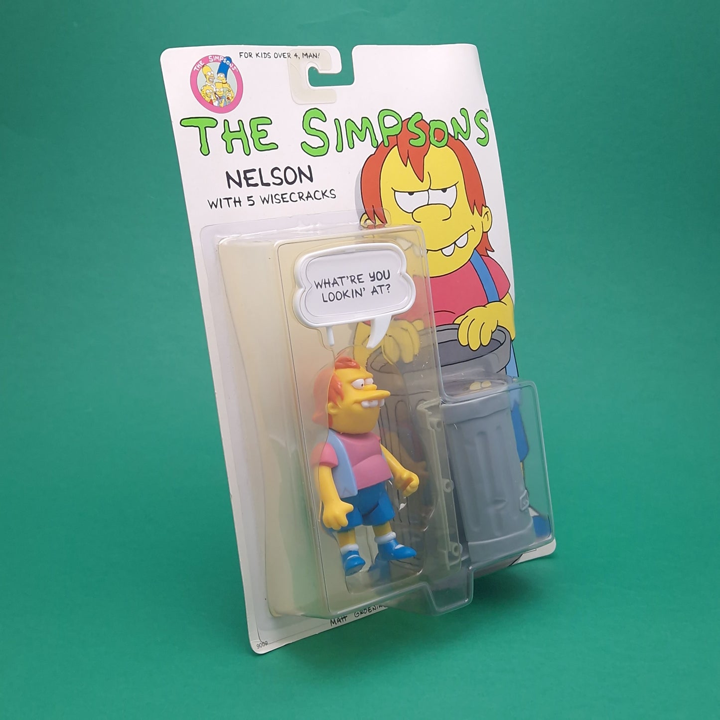 THE SIMPSONS ☆ NELSON Plastic Trash Action Figure ☆ Sealed MOC Carded 90s Mattel