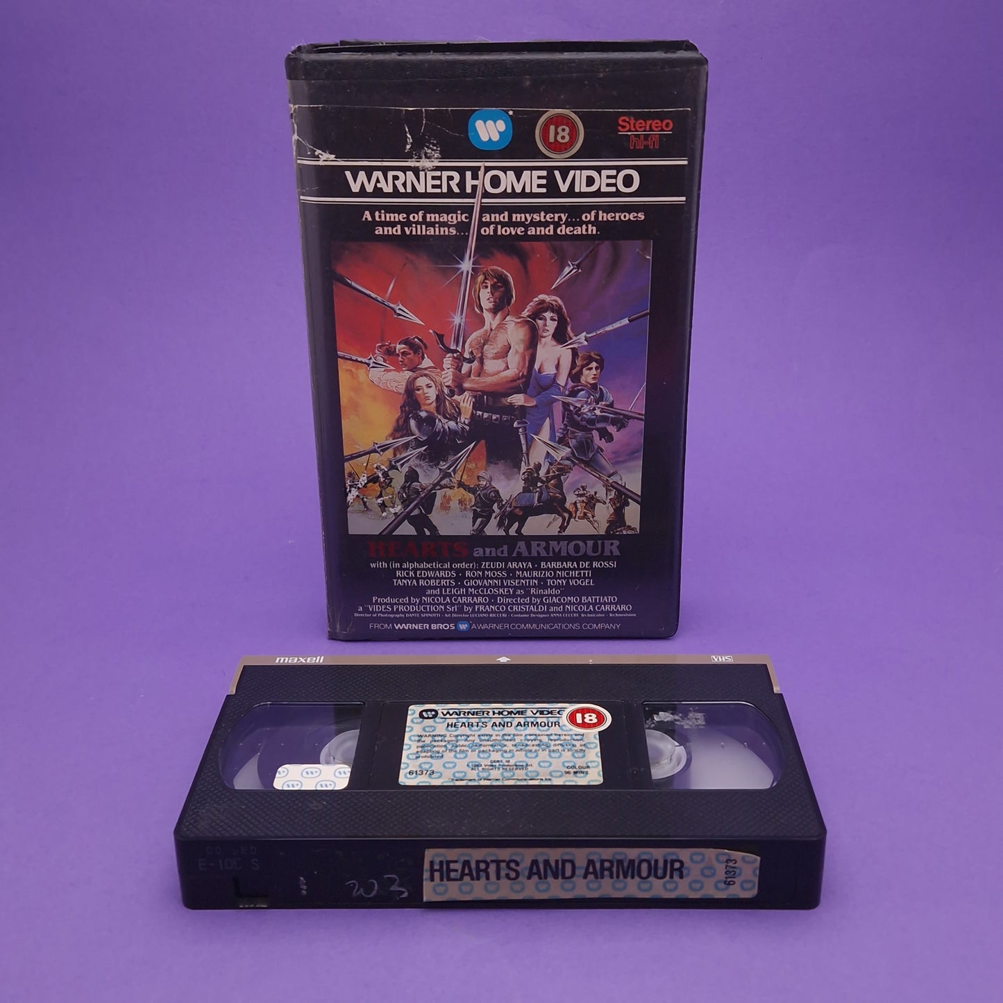 VHS Video ☆ HEARTS AND ARMOUR ☆ 80s Pre-cert Big Box Ex Rental 18 Vintage
