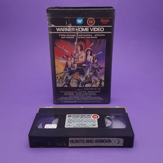 VHS Video ☆ HEARTS AND ARMOUR ☆ 80s Pre-cert Big Box Ex Rental 18 Vintage