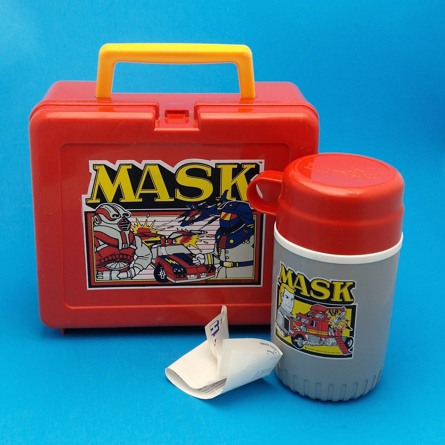 M.A.S.K ☆ LUNCH BOX & THERMOS FLASK Grey/Red ☆ UNUSED Bluebird Vintage 80s Loose