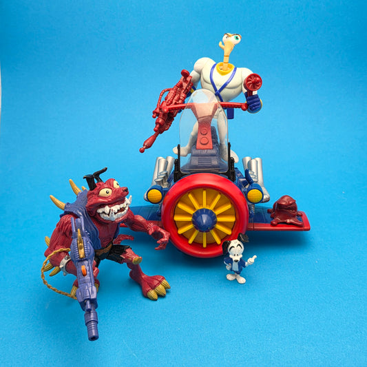 EARTHWORM JIM ☆ PETER PUPPY POCKET ROCKET SHIP Vintage Action Figures ☆ Loose Playmates