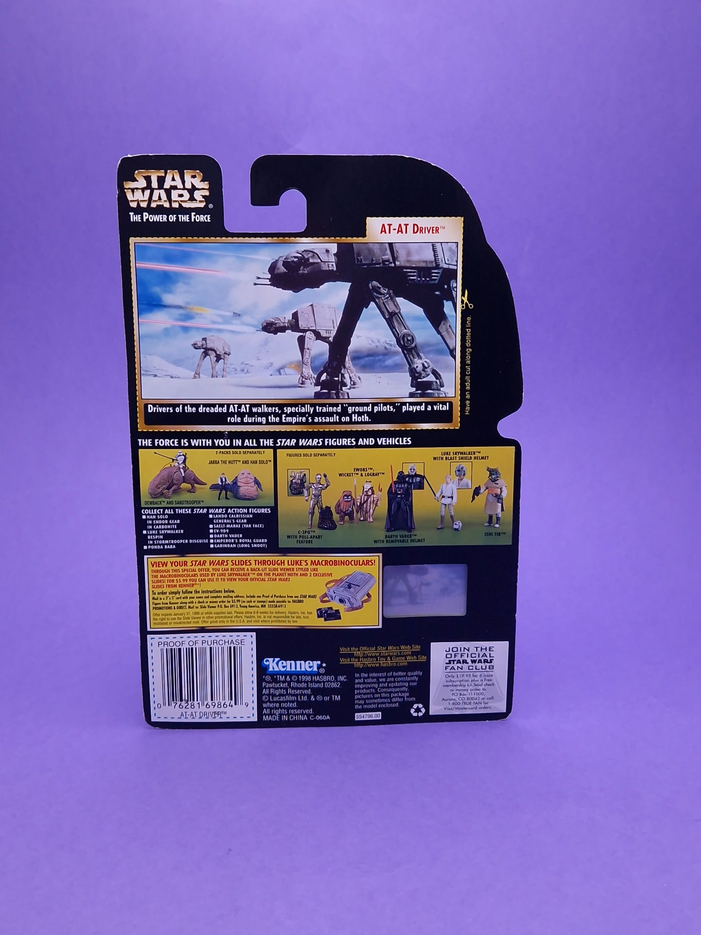 STAR WARS POTF ☆ Freeze Frame AT-AT DRIVER Figure ☆ MOC Sealed Carded Kenner Power of the Force