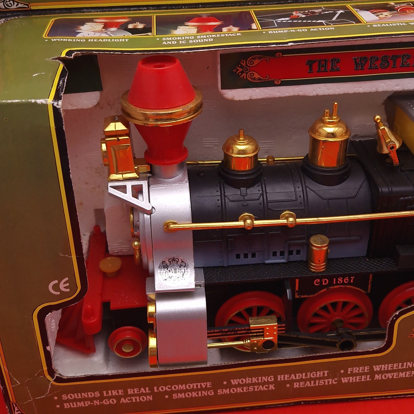 THE WESTERN EXPRESS ☆ BATTERY OPERATED SMOKESTACK ACTION Train Vintage ☆ Boxed IC Sound