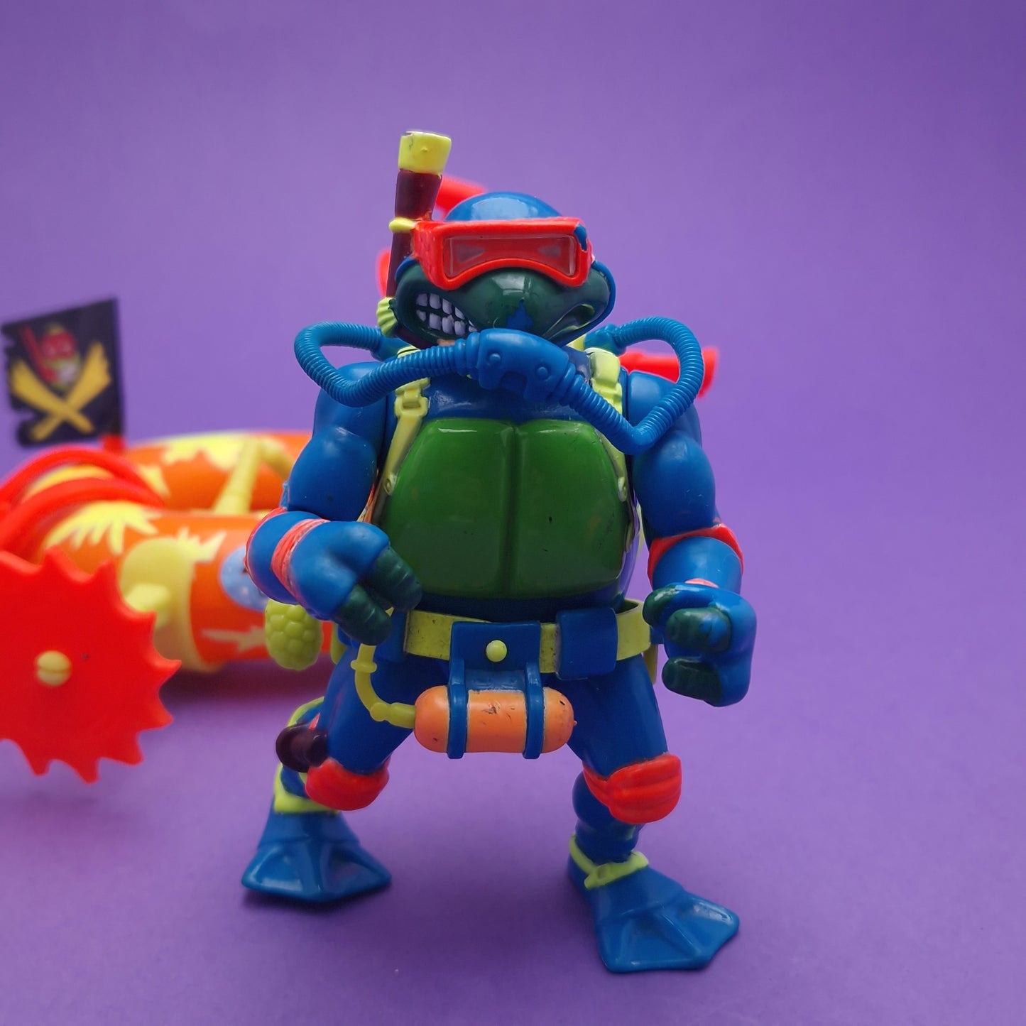 TEENAGE MUTANT NINJA TURTLES ☆ Scuba Divin Raph Psych Out Spin Out Scuba Tube Vintage Action Figure ☆ Loose