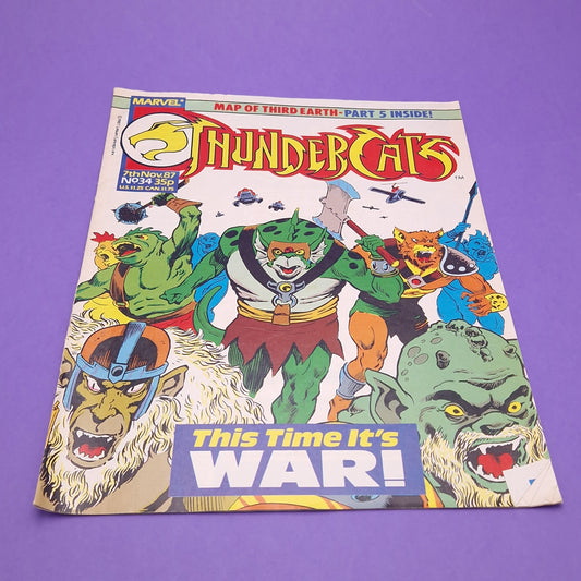 THUNDERCATS COMIC ☆ Vol 34 Vintage Original ☆ 80s Marvel This time its War